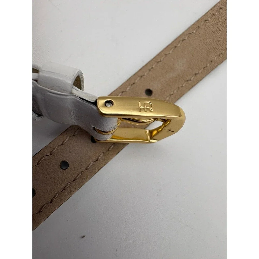 New Hadley-Roma 12mm White Alligator Grain Calfskin Watch Strap - Gold Buckle